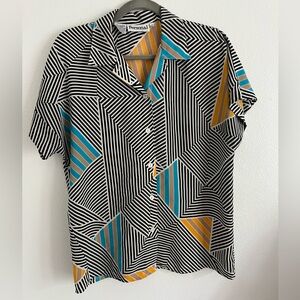 Vintage Geometric Button-Down Blouse sz 10